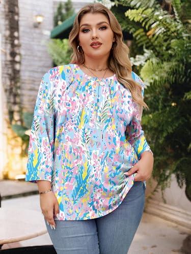 Image of Chulianyouhuo Womens Plus Size Tops 3 /4 Sleeve Casual T Shirts