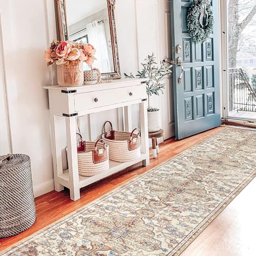 Pauwer Boho Hallway Runner Rug 2x10 Washable Entryway Area Rugs Non Slip Farmhouse Vintage Floor Mat Carpet Runner for Hallways Laundry Room Kitchen Bathroom Bedroom