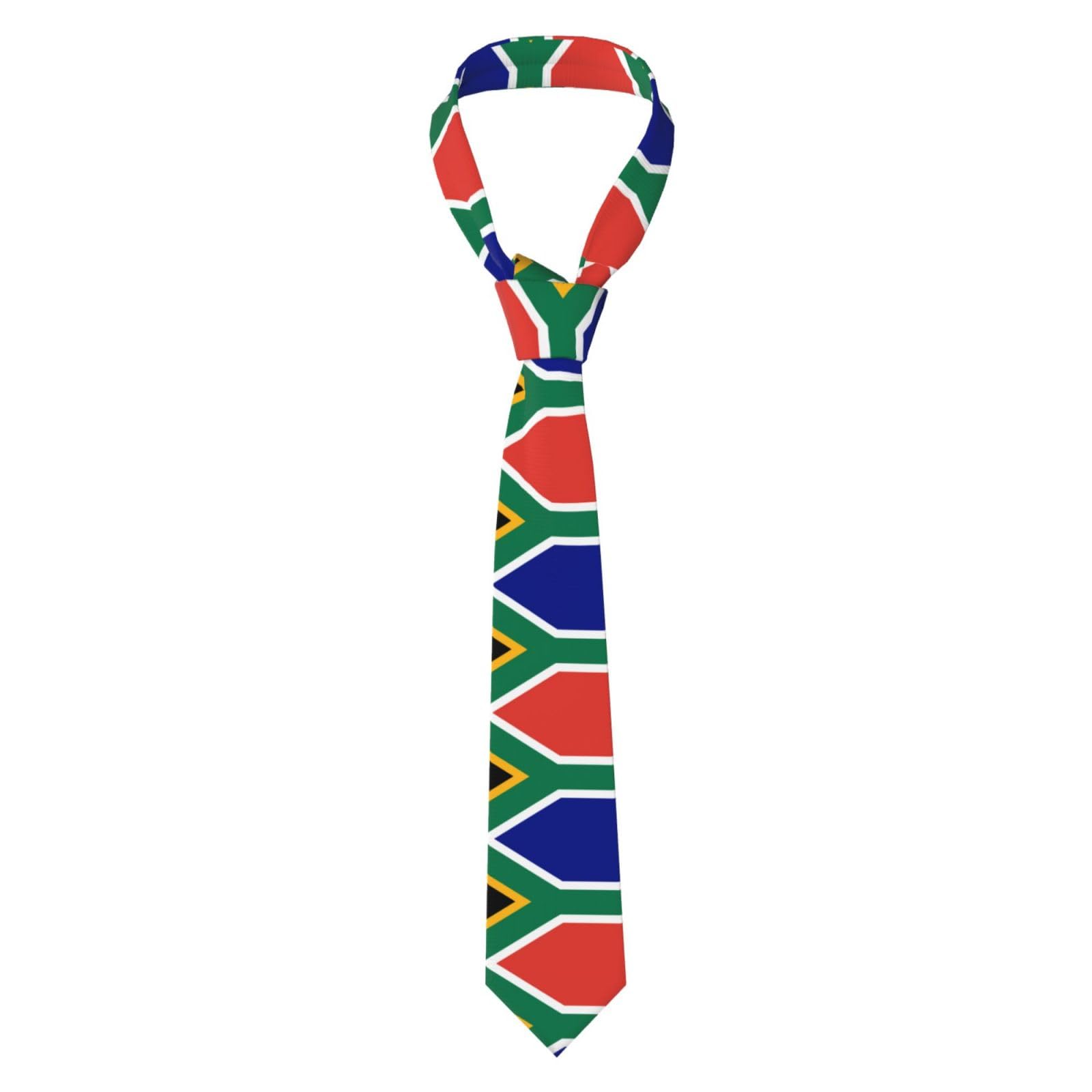 Lplsnws Men's Black South African Flag Printed Ties, Business Ties, Suitable For Formal Meetings, Holiday Celebrations, And Banquets.