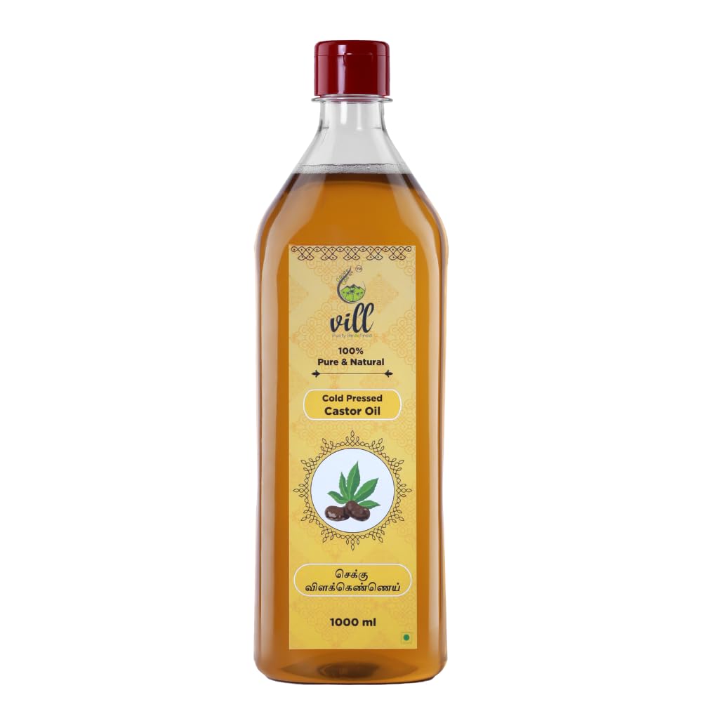VILL Cold Pressed Castor Oil 1L | Edible Castor Oil | 100% Natural, Pure & Cold Pressed | Hexane Free | Skin Care | Hair Growth | 1 Litre Premium Castor Oil | Pure and Extra Virgin, Cold-Pressed | For Luscious Hair & Skin | For Hair, Skin, Nails & Ey (B0CRRX1P1D) Amazon Price History, Amazon Price Tracker