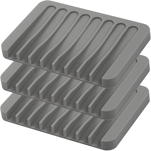 Miniatura 8 de Jabonera autodrenante de 3 piezas, jabonera de silicona de alta calidad, protector de jabón para ducha, baño, cocina, bañera, esponjas, mantiene las