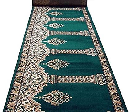 Janamaz Rolls for Masjid (Mosque) Prayer Carpet Any Religious Houses & Gallery Runner Carpet 4 x 32 Feet Color Green