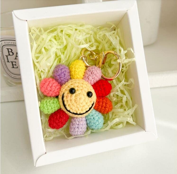 Bag Pendant,Handmade Diy Wool Knitting Colorful Flower Women's Bag