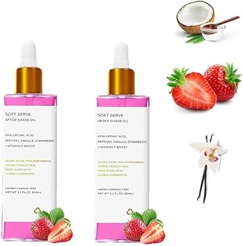 After Shave Oil, Women Strawberry Vanilla After Shave Oil for Smooth Skin, Soothing & Hydrating Treatment to Prevent Ingrown Hairs Dryness 2PCS, 1