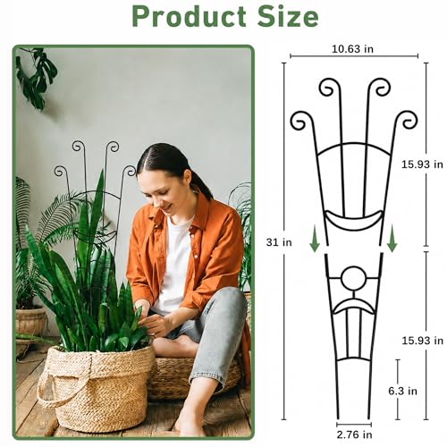 Image of 32.6in Plant Trellis for Climbing Plants Indoor, Expandable Large Metal Trellis for Potted Plants, Heavy-Duty Tall Pothos Plant Climber Support for Ivy Pothos Hoya Monstera, 4P