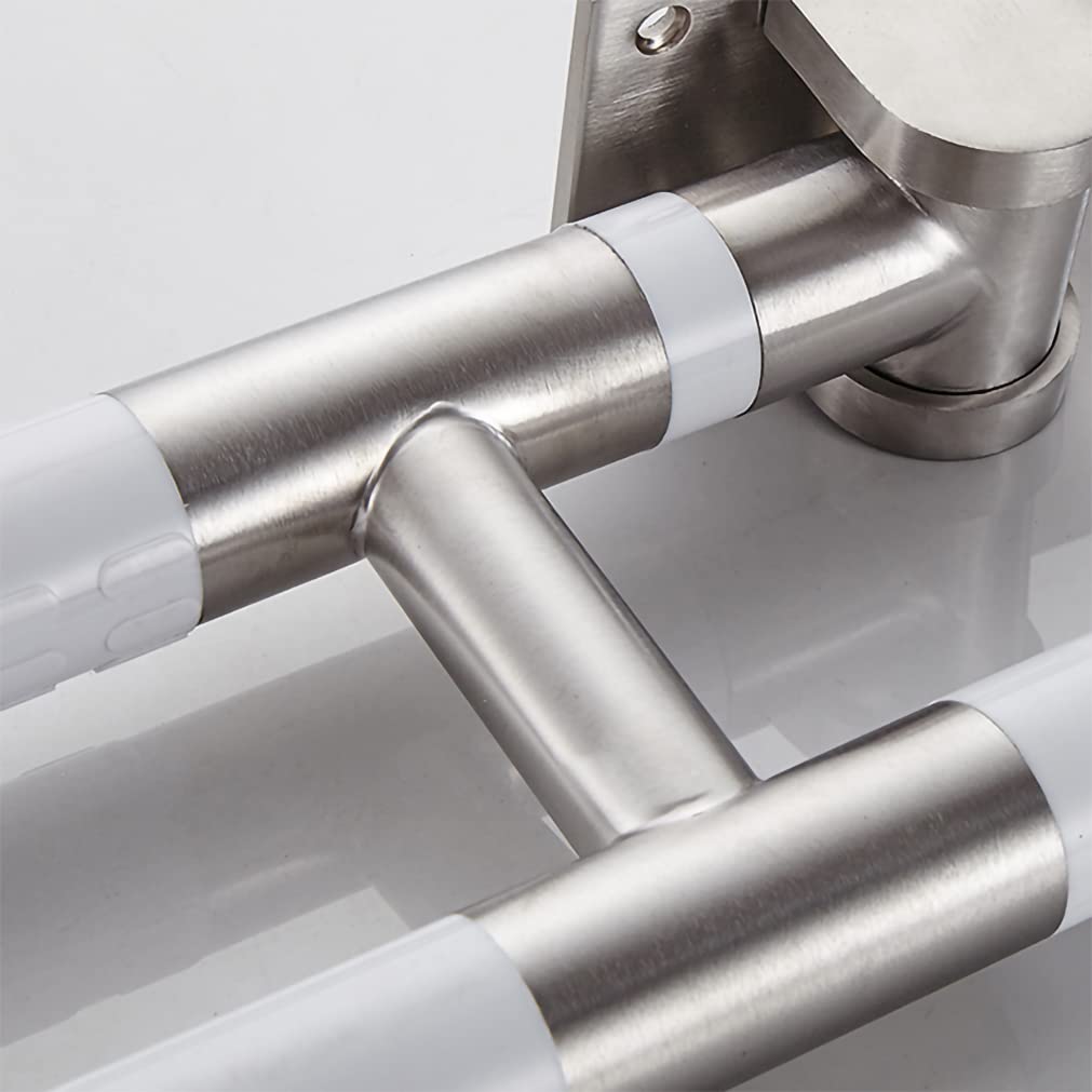 Barras De Sujeción Barra De Apoyo Abatible WC Manija de Soporte Marco de Seguridad Pared Soporte Agarraderas baño Barra abatible inoxidable Para Ancianos discapacitados (60cm,Blanco)