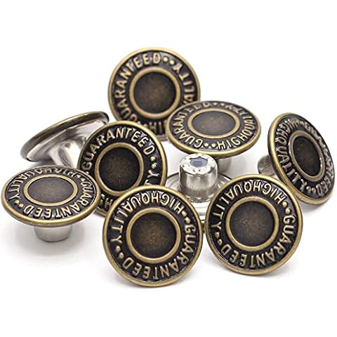 17mm Brass Jeans Buttons, Hammer on Tack Buttons 12 Set Cover