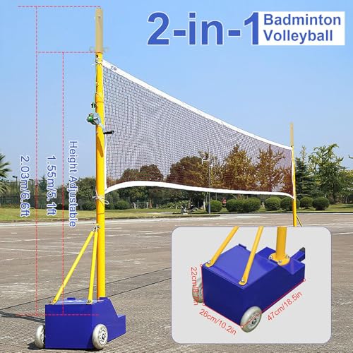 Juego de soporte de red portátil resistente para voleibol y bádminton para deportes de interior y exterior, ideal para adultos y jóvenes con base rellenable
