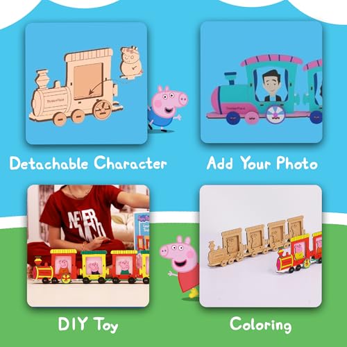 Image of Peppa Pig DIY Mini Train Photo Frame | Learn About Trains | Create, Color & Build Train | STEM Educational Toy for Kids Age 3,4,5,6 Years | Science & Learning Toy