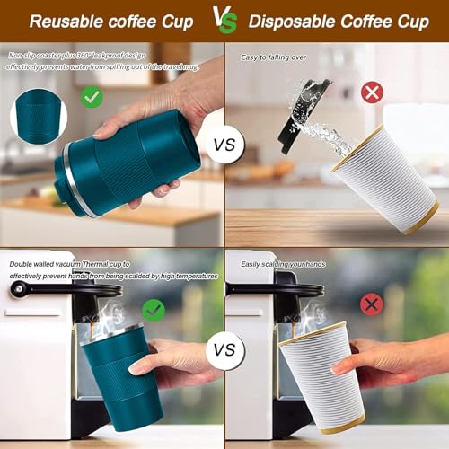 Image of Insulated Travel Coffee Mug, Stainless Steel Coffee Cup with Leakproof Lid
