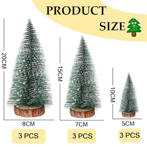 DEXYZZY 9 Stück Miniatur Weihnachtsbaum, Mini Weihnachts Baum, Grün Mini Weihnachts Baum Klein, Mini Tannenbaum Deko Klein Weihnachtsbaum, für Weihnachtsdeko, Tischdeko, DIY, Schaufenster, 10/15/20 cm