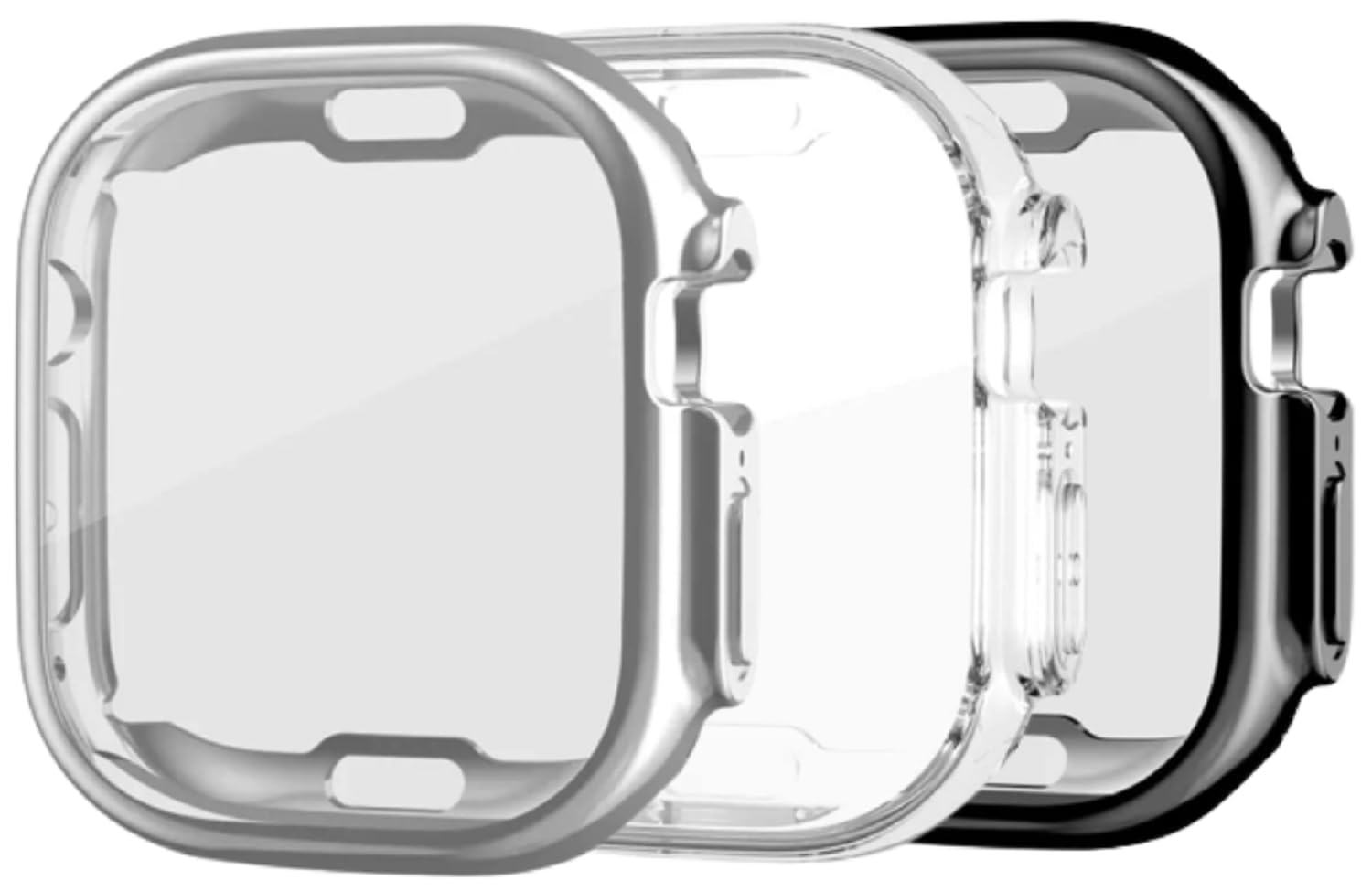 FOLX FAB76 Shocked Proof Flexible Silicone TPU Watch Case Cover with Screen Protector Temper for Apple iWatch Series 8 Ultra [ Combo Pack of 3 ] (49MM Ultra, Silver/Transparent/Black) (B0CN371CT6) Amazon Price History, Amazon Price Tracker