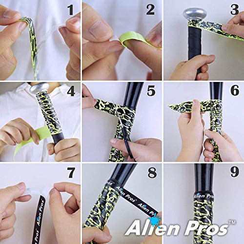Image of Alien Pros Bat Grip Tape for Baseball (2 Grips) - 1.1 mm Precut and Pro Feel Bat Tape - Replacement for Old Baseball bat Grip - Wrap Your Bat for an Epic Home Run (2 Grips, Skull)