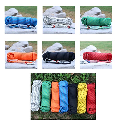 Climbing Rope, Rock Climbing Rope, Outdoor Climbing Rope 10M 32ft Static Rock Climbing Rope, Escape Rope Ice Climbing Equipment Fire Rescue Parachute Rope (Blue, 32.00) - Thumbnail 7