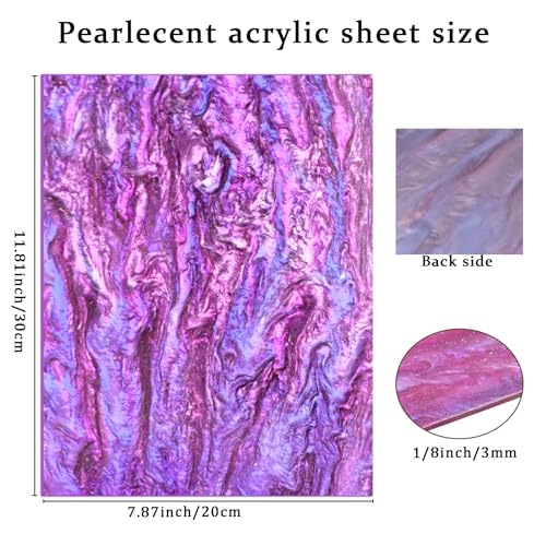 Image of Pearl Glitter Cast Acrylic Sheet 1 /8 Inch for Laser Cutting 12x8 Inch Sparkly Water Stream Pattern Acrylic for Laser Engraving, Crafts, DIY Projects (1, Violet, 12x8 Inch)