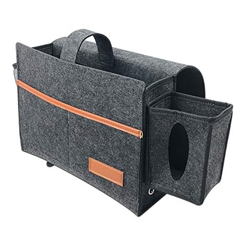 JIAAN Bedside Bag 2 Pieces Bedside Hanging Basket Bedside Storage Pocket,Felt Hanging Bedside Caddy Pocket With 5 Small PocketsHolder For Organizing Books And More Small Something Cover