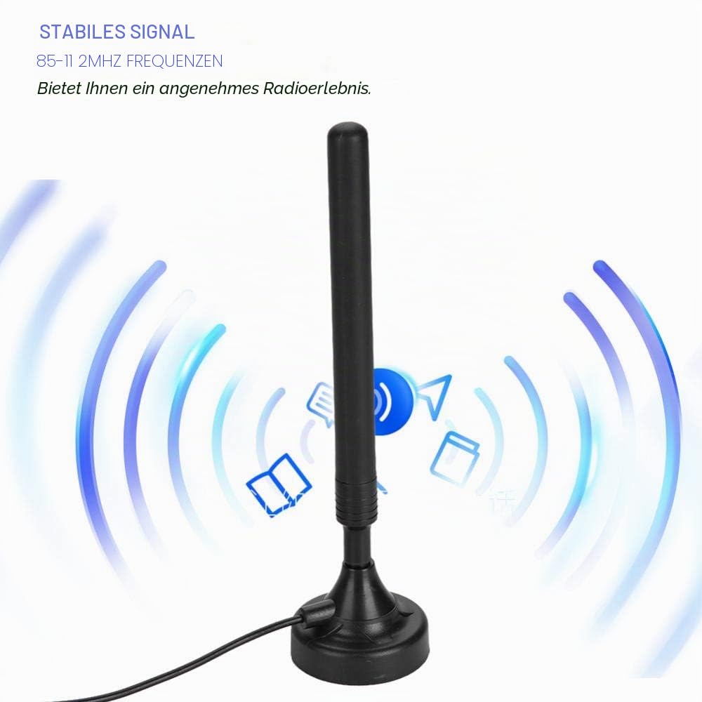 Annadue 308PLUS FM Radio Antenne, 25 dB Verstärkung, 85 112 MHz Hochempfindlicher USB FM Antennenverstärker für niedrige Stockwerke & empfangsschwache Gebiete