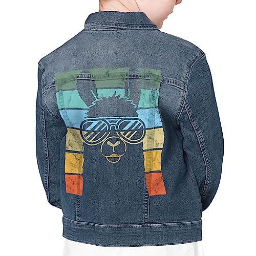 Retro Alpaca Kids' Denim Jacket - Retro Clothing - Llama Fan Apparel
