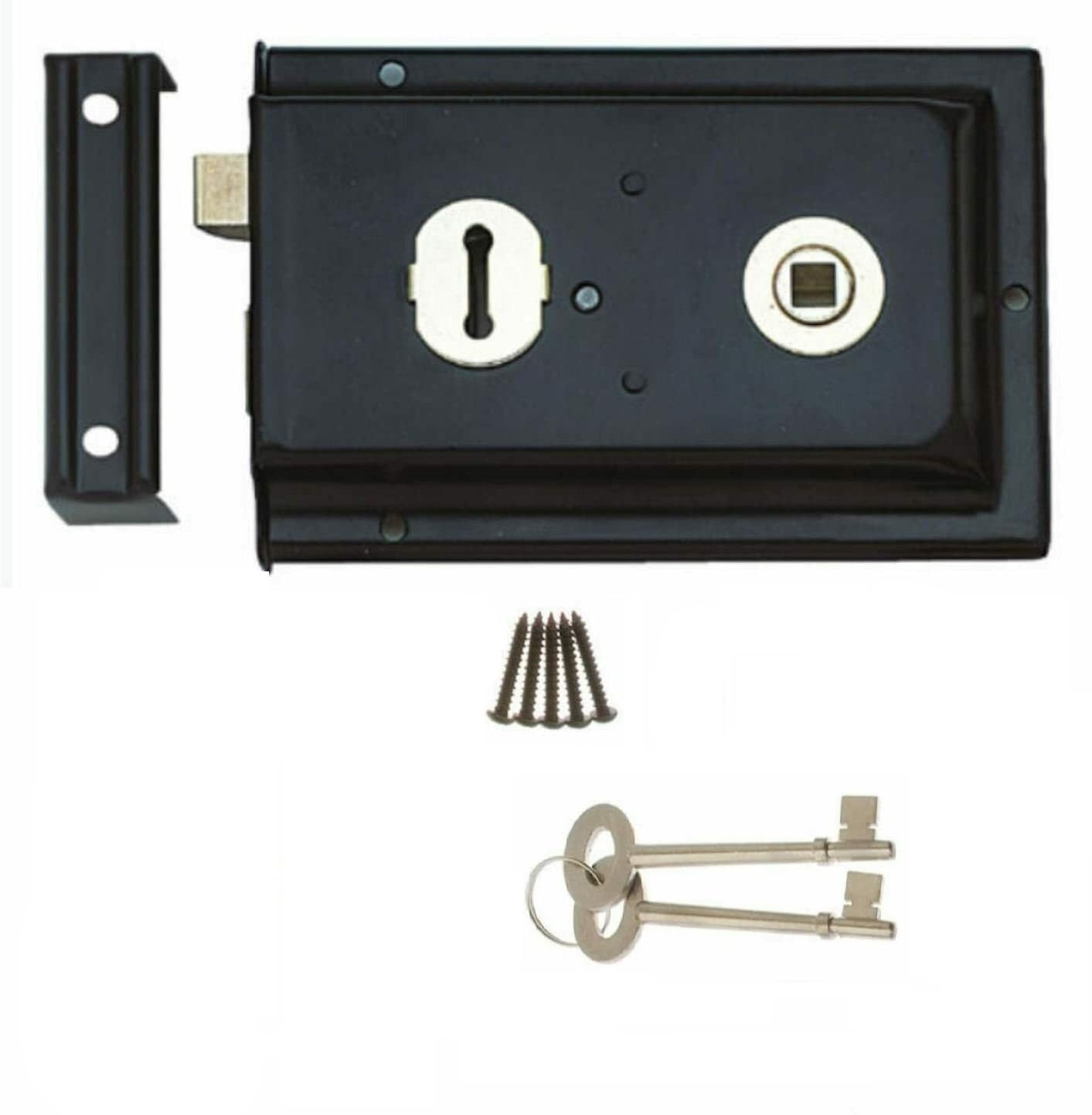 Haven Heritage Black 6" X 4" Rim Lock – Secure Door Lock With Key - Rim Locks For External Doors And Internal Doors, Shed Door Lock And Garden Rim Deadlock For Enhanced Home Security - Brass