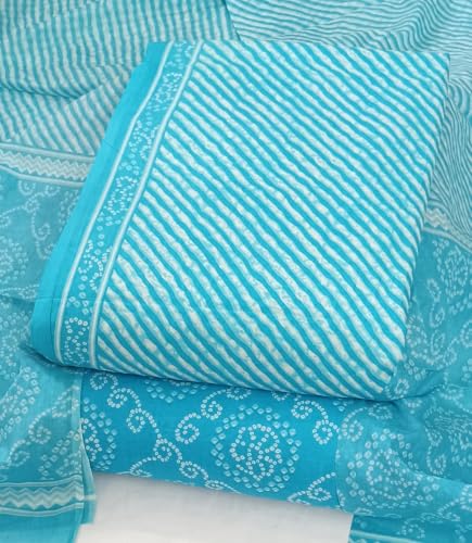Image of DRAVINAM Trends Women's Premium Cambric Cotton Jaipuri Printed Unstitched Salwar Suit Dress Material with Mulmul Cotton Dupatta