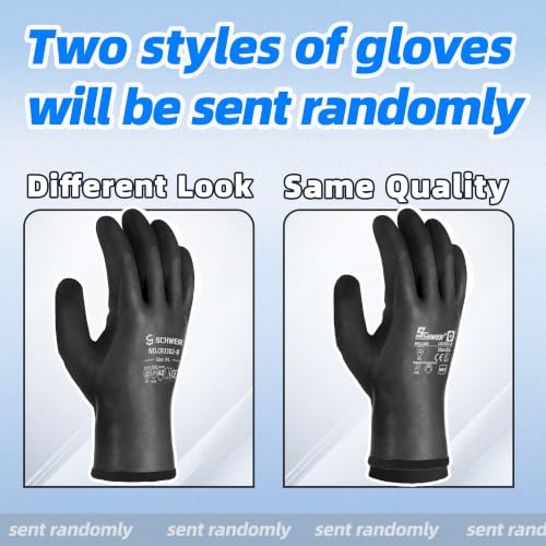 Image of Schwer 2 Pairs Waterproof Winter Work Gloves Latex Coated, CR3302-B, XXL