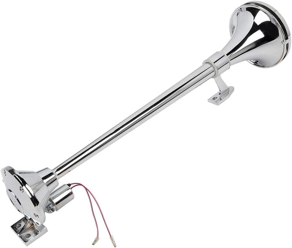 STAYTOP Single Trumpet Train Horn 150dB Air Horn for 12V Vehicles Lorrys Trains Boats Vans Trucks Ships Silver