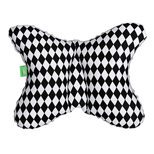LULANDO Oreiller Coussin pour Bébé oreiller (40 x 30 cm). Petit coussin doudou pour bébé, Super Doux. Divers motifs au choix. (Grey - White/Black Diamonds)