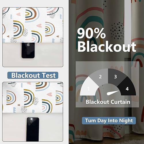 Image of Blackout Rainbow Curtains for Kids Nursery Curtain, C2, 52 inch x 63 inch, 2 Panels