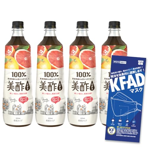 美酢 ミチョ グレープフルーツ 900ml 4本 + KFADマスク1枚 セット