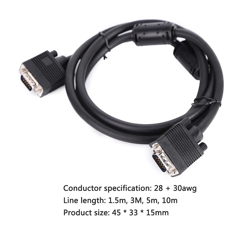 Connectors VGA SVGA HD15 Male to Male Video Coaxial Monitor Cable with Ferrite Cores - (CN, Color: 3 M)