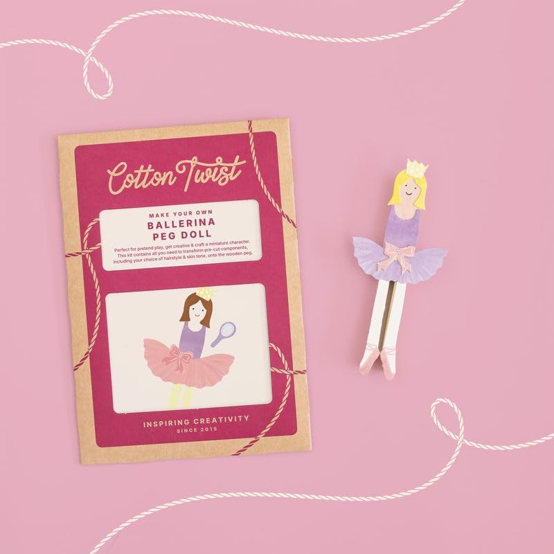 COTTON TWIST Wooden Ballerina Peg Doll Craft Kit for Kids, Ballerina