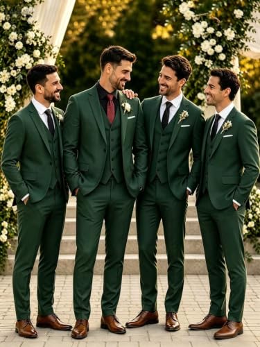 Image of Wangyue Mens Suit 3 Piece Slim Fit Suits for Men Formal Business Wedding Groom Prom Tuxedo Dinner Party