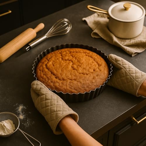 MGE - Deep Pie Dish 20 cm with Loose Bottom - Carbon Steel Tart Tin with Non Stick Coating - Fluted Quiche Pan for Even Heat Distribution & Easy Release - Cake and Quiche Mould - Image 4
