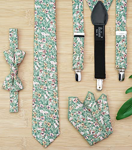 Image of BELLUNO Men's Cotton Floral Skinny Tie, 2.5 inch Width, with Gift Box