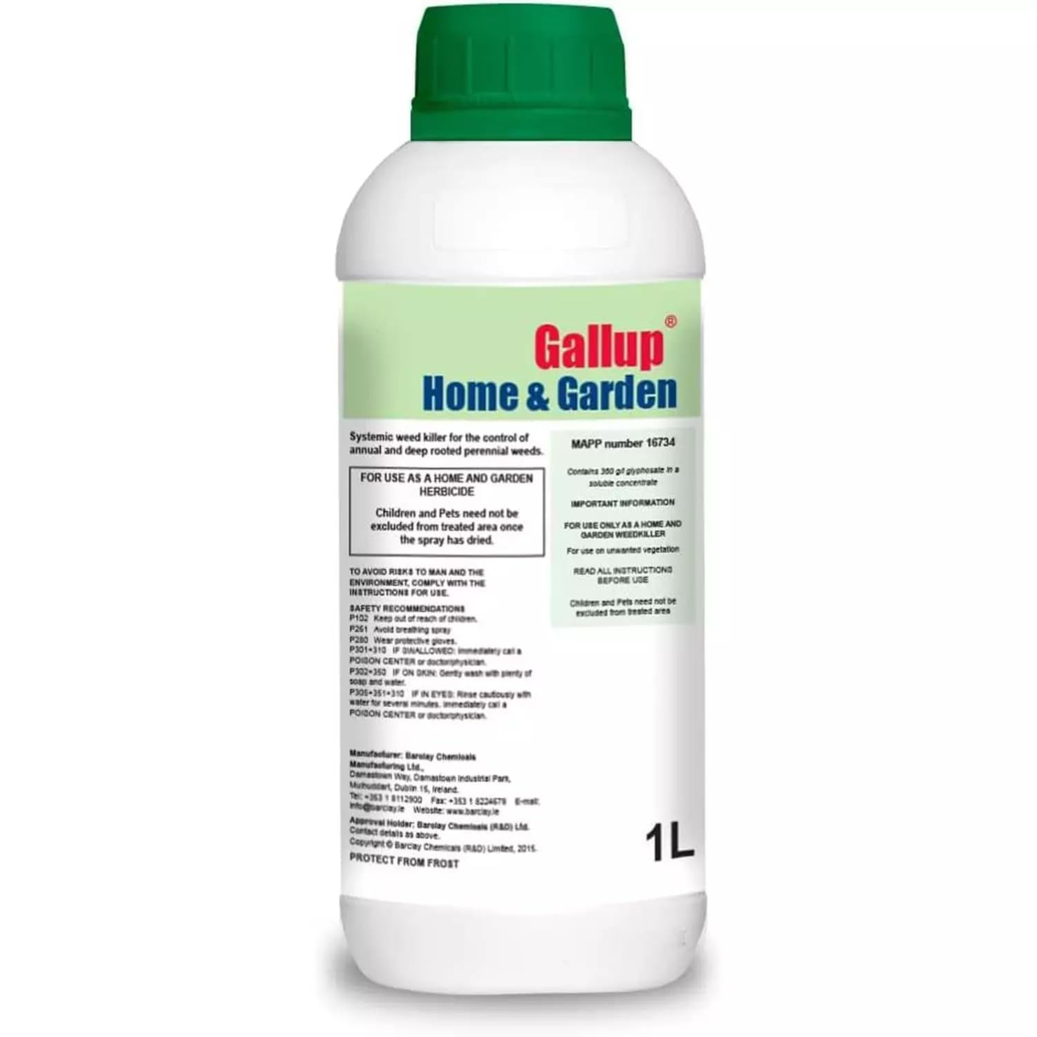 Gallup Home & Garden Weed Killer 1L - Glyphosate Herbicide Weed Killer for Effective Annual & Perennial Grass & Broad Leaved Weeds