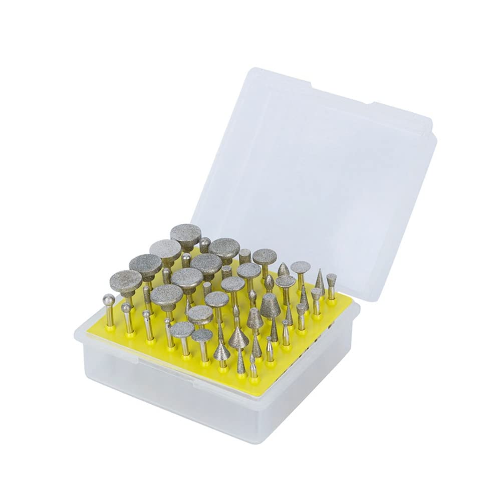 Pack of 50 1/8 Inch Shank Diamond Coated Rotary Burrs Set Diamond Burr Set Polishing Rotary Tools for Jewelry Glass Stone Ceramic