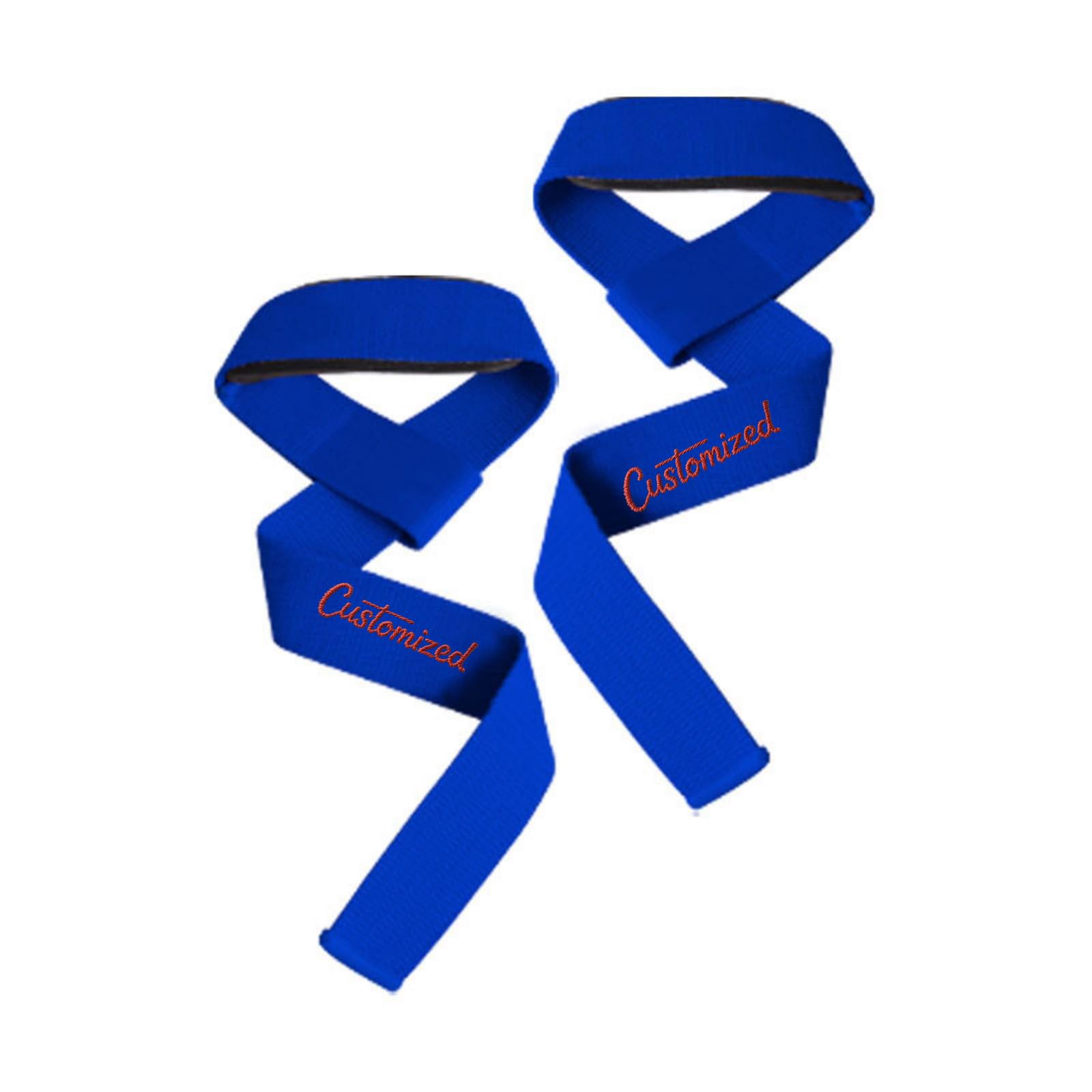 2Pcs Personalized Embroidered Weightlifting Wrist Straps, Custom Gym Training Wraps for Bodybuilding, Powerlifting, Deadlifts, Strength Training, Customisable Gift for Fitness Enthusiasts (Blue)