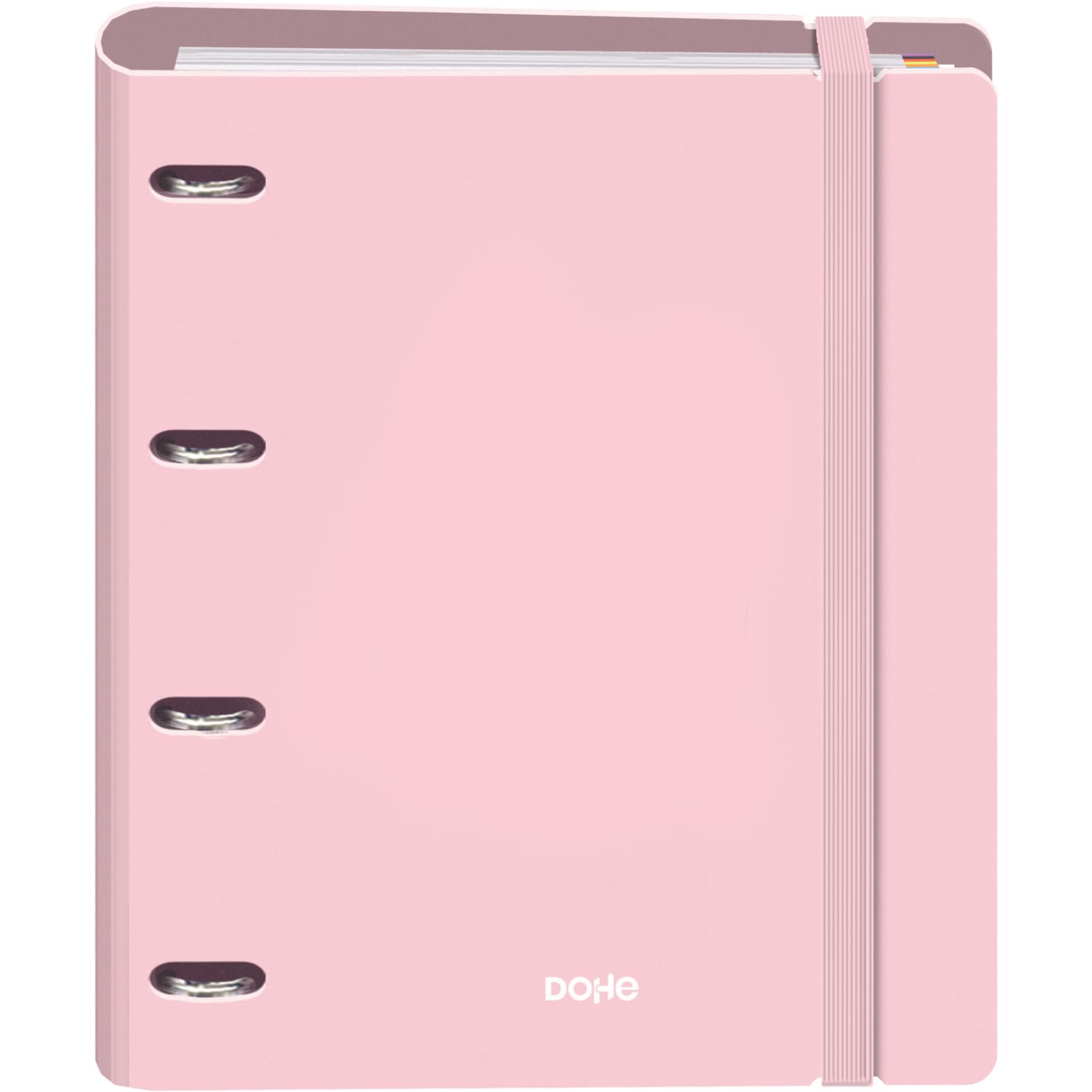 Classeur A4 à Anneaux 4 Rechargeable - 100 Feuilles Quadrillées 5x5 Mm, 4 Intercalaires, Pochette - 28x32 Cm - Pour Étudiant, Bureau, Organisation