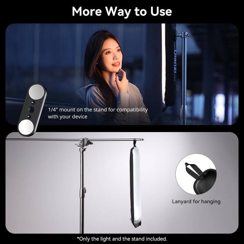 Image of Ulanzi UA12 Bi-Color Inflatable Tube Light, Foldable LED Video Light for Photography, 2700K-6500K, 12W 2500mAh Rechargeable Photography Light Bar 1 /4 inch Mount LED Lighting Wand Stick for Video Shooting