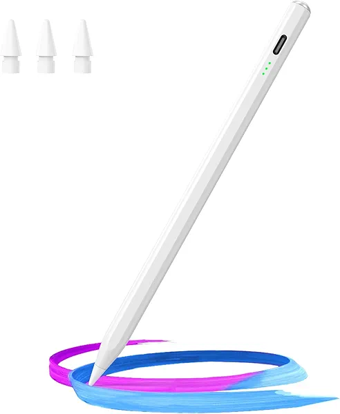 Hastraith Stylus Pen for iPad(2018-2025)-13 Mins Fast Charge with Tilt Sensitivity & Palm Rejection for iPad 11/10/9/8/7/6th Gen, Air 7/6/5/4/3/M3/M2, Pro 13"/12.9"/11"/M4, Mini 7/6/5th,White