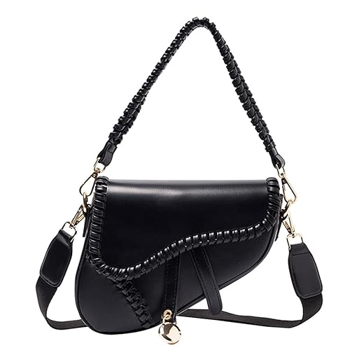 PURFANREE Women Trendy Saddle Shoulder Bag Clutch Purse Underarm Handbag Satchel HandBag Crossbody Bag