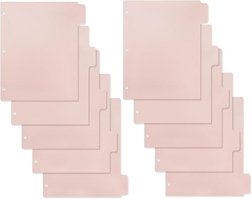 Koqye Separadores de índice de carpeta, separadores de plástico rosa para carpeta de 3 anillas, separadores de carpetas rosas, separadores de