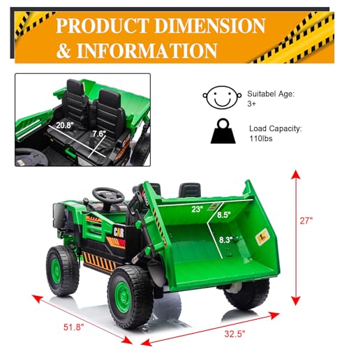 Image of 12V Ride On Toys for Big Kids 12V Ride On Dump Truck Kids' Electric Vehicle