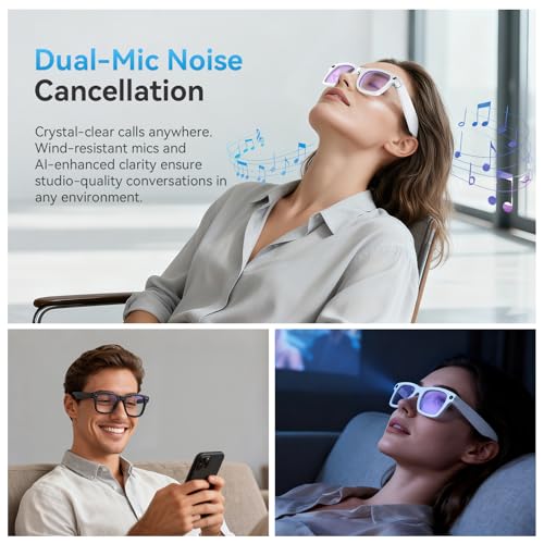Image of AI Smart Glasses with Camera and Bluetooth,8MP 2K HD Camera Glasses,AI Voice Control,AI Photo Recognition and Translation,Smart Anti-Blue Light Glasses,IP67 Waterproof for Driving,Outdoor,+2 Lenses.