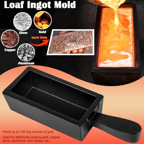 image for Bonbo 100 oz Troy Ounce Gold Bar Loaf Cast Iron Ingot Mold Perfect for