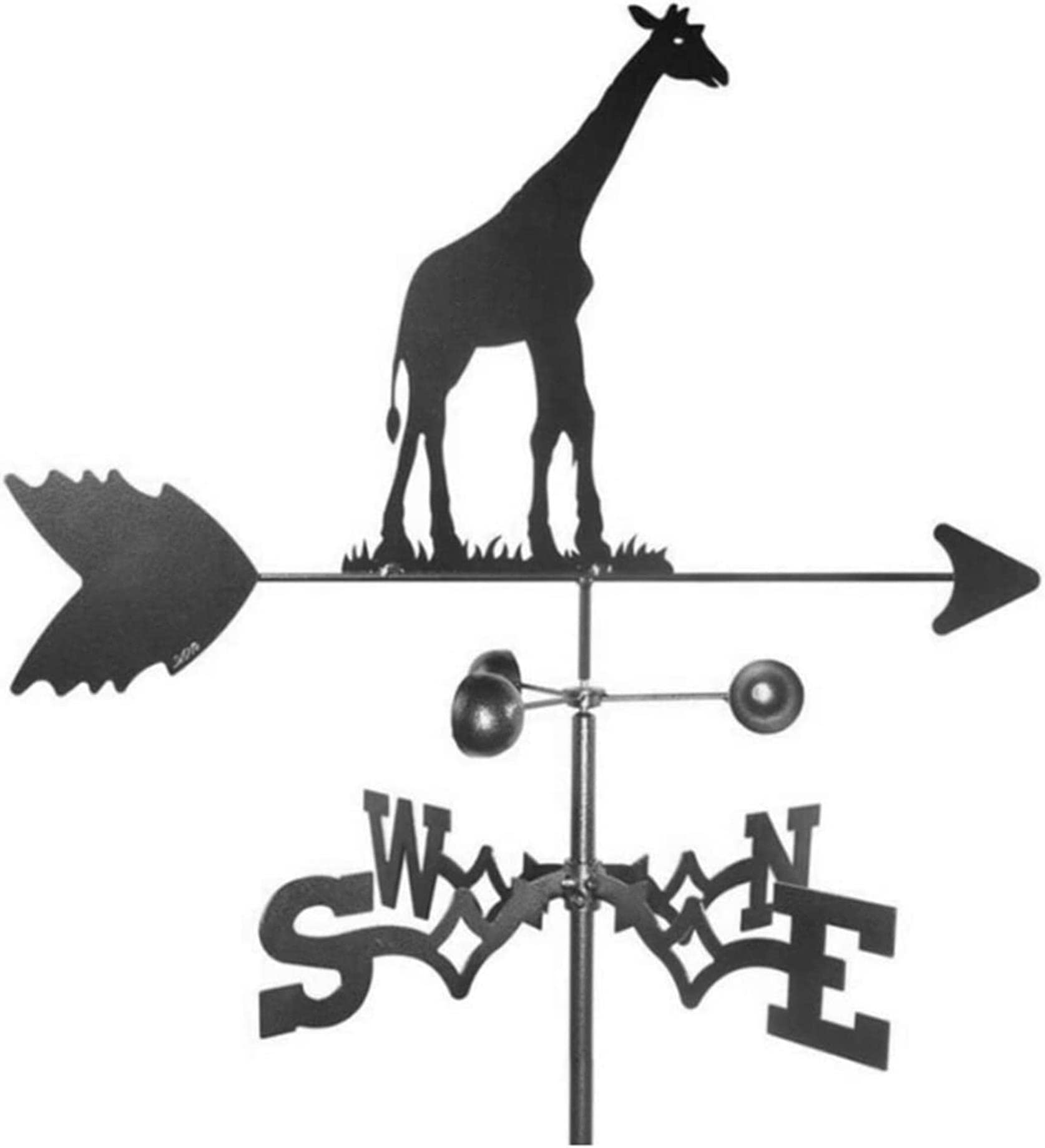 WIQUYBML wind vane Stainless Steel Metal Wind Vane Measuring Tools Farmhouse Weathervane Direction Indicator for Outdoor Garden Decoration (Giraffe)