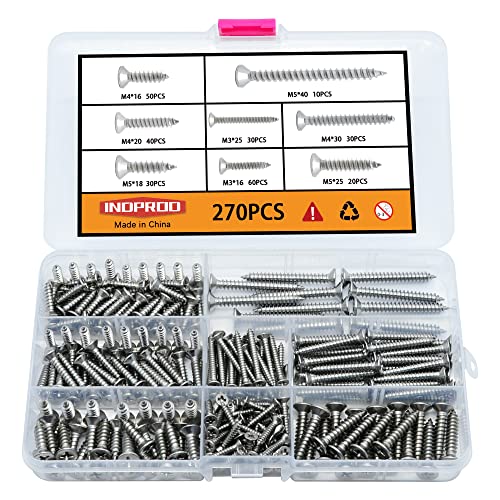 Vis à bois auto-taraudeuses M3 M4 M5 en inox contre la rouille, tête plate fraisée cruciforme