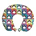 ABAKUHAUS Pingüino Cojín de Viaje para Soporte de Cuello, Marco Colorido de los Animales, Viajes Siestas Leer Mirar TV, 30x30 cm, Multicolor