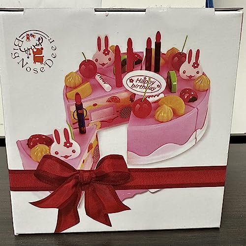 BigNoseDeer Bambini Regalo di Compleanno Giornata Gioca Toy Set Taglio Fai da Te Finta Play Festa di Compleanno Torta con Le candeline per Neonati Bambini Scherza Ragazze Classico 37pcs