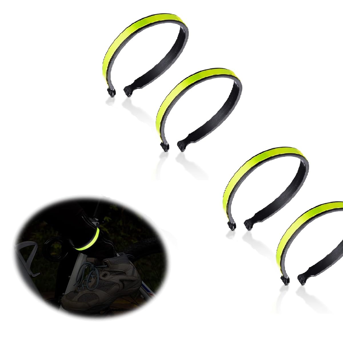 4-pack Bike Clips, Lightweight Bike Clips, Bike Clip Pants with Strong Reflective Tape To Make Riding Safer, Reflective Bike Pants Clips, Universal Pants Clips for Cycling